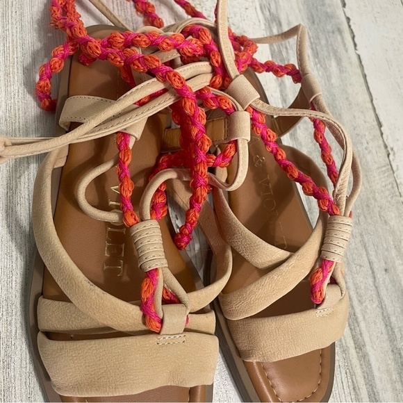 Chelsea & Violet Dahlia Leather Ankle Wrap Lace Up Strappy Sandals Size 5M $89 - Picture 7 of 8